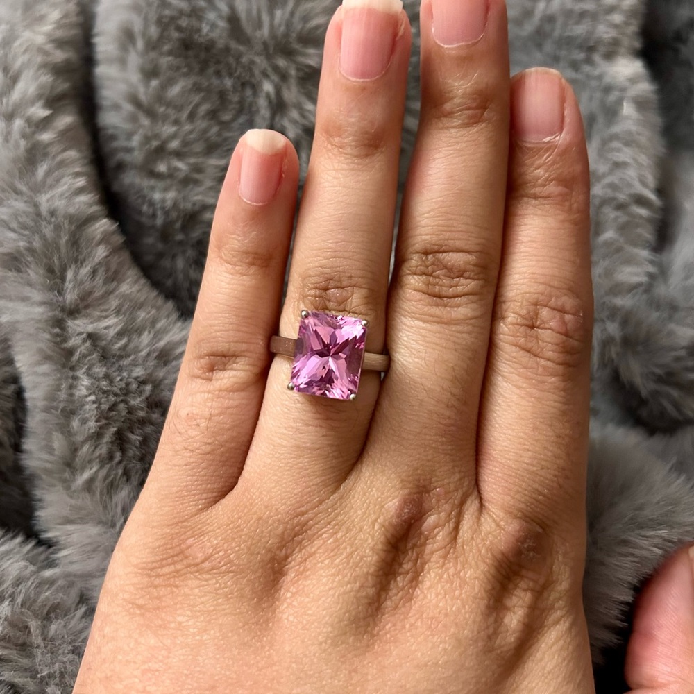 Authentic Pink Sapphire Sterling Silver Ring